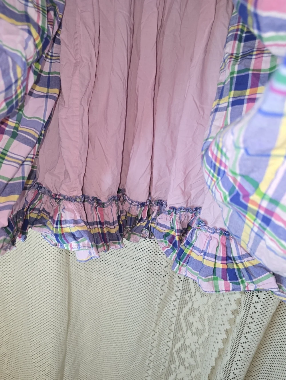 Ralph Lauren Pink Tartan Plaid Dress Girls 14 Sleeveless Spring Layered Dress